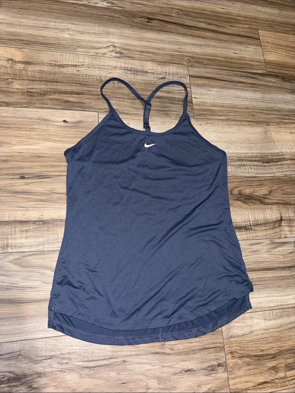 Nike Women's Dark Blue Racerback Tank Top with White Swoosh